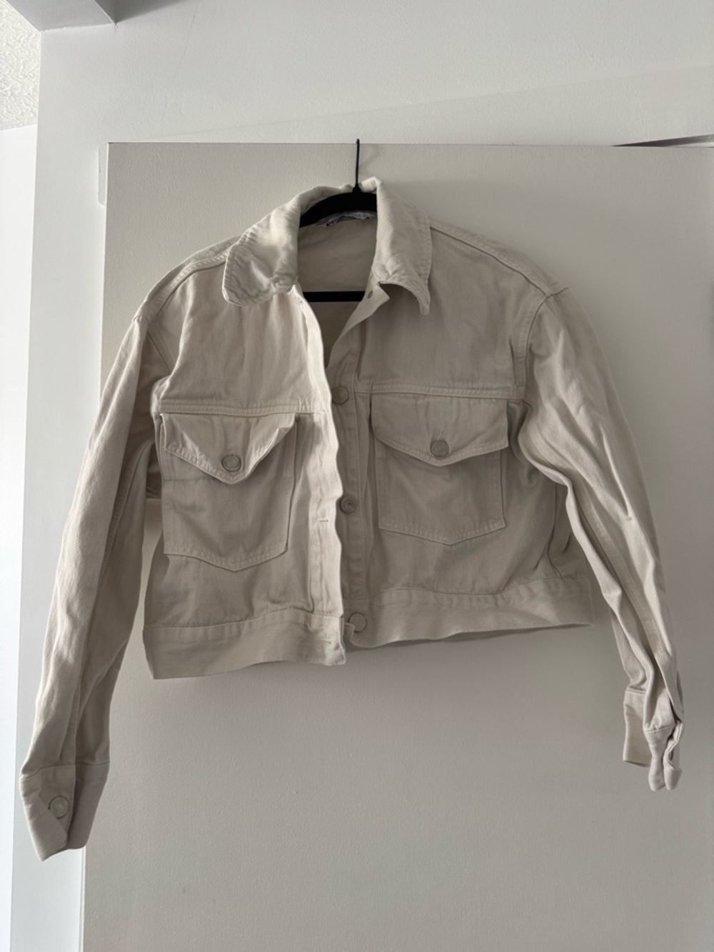 Zara Cropped Cream Jean Jacket